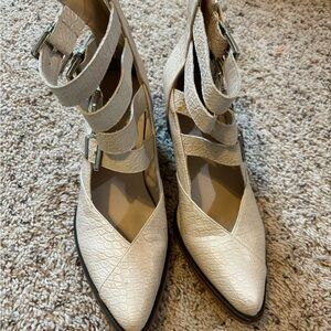 Buckle White Western Boots